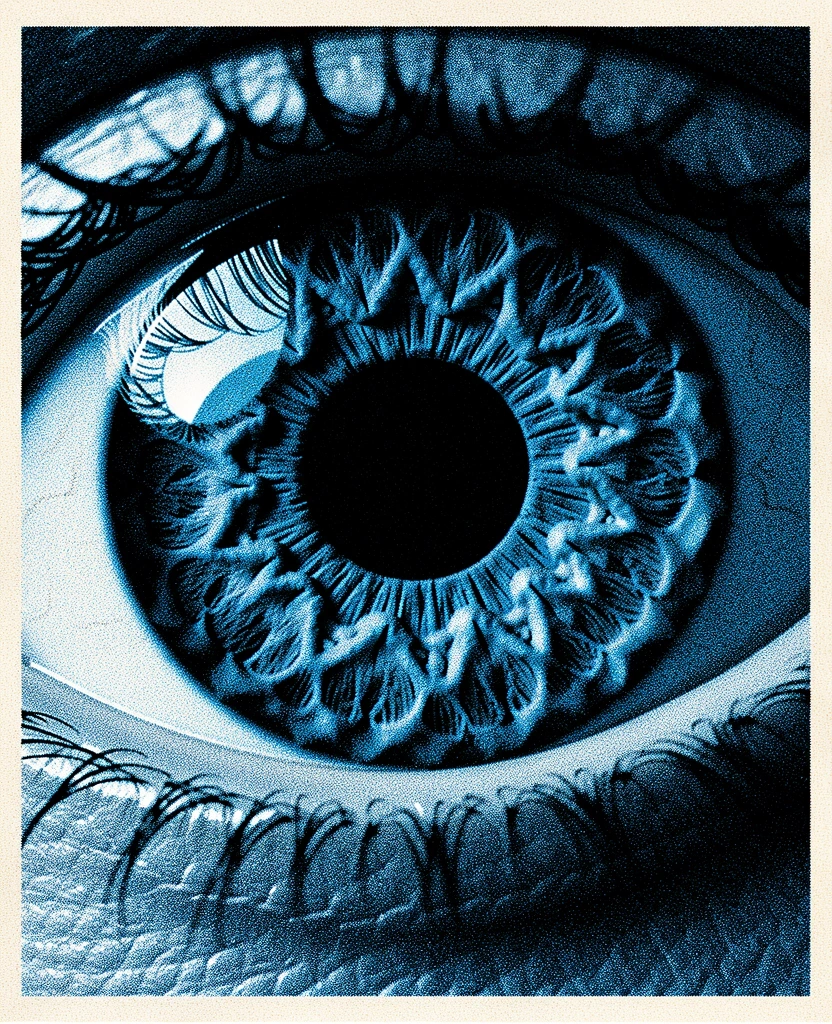 Detail oka reflektujúceho biometrické údaje